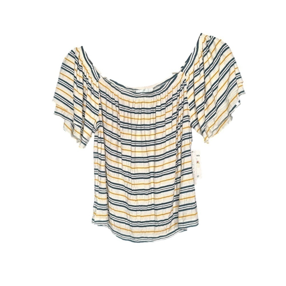 ABOUND Sz XL Striped Crop Off Shoulder Flowy Boho Summer Beach Vacation Top